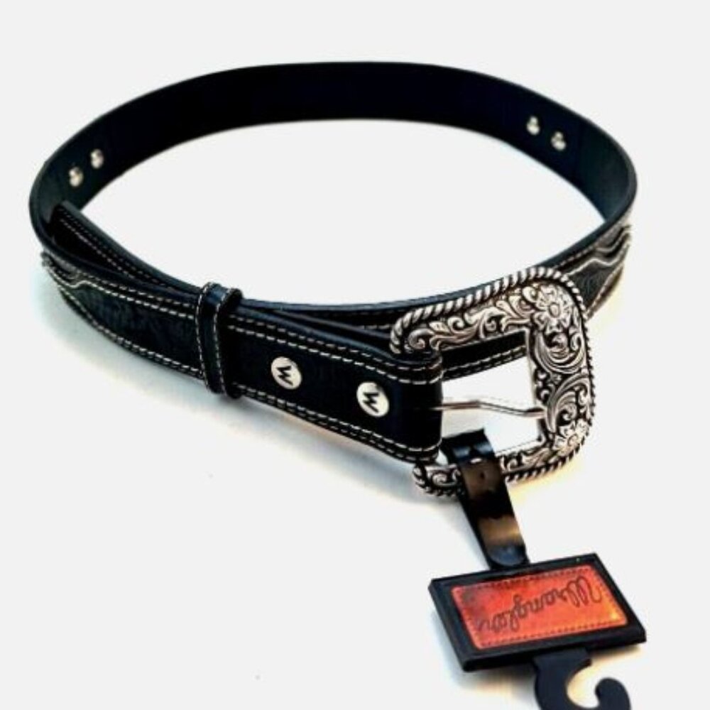 Wrangler Size 34 Men's Full Grain Leather Belt Black Color New